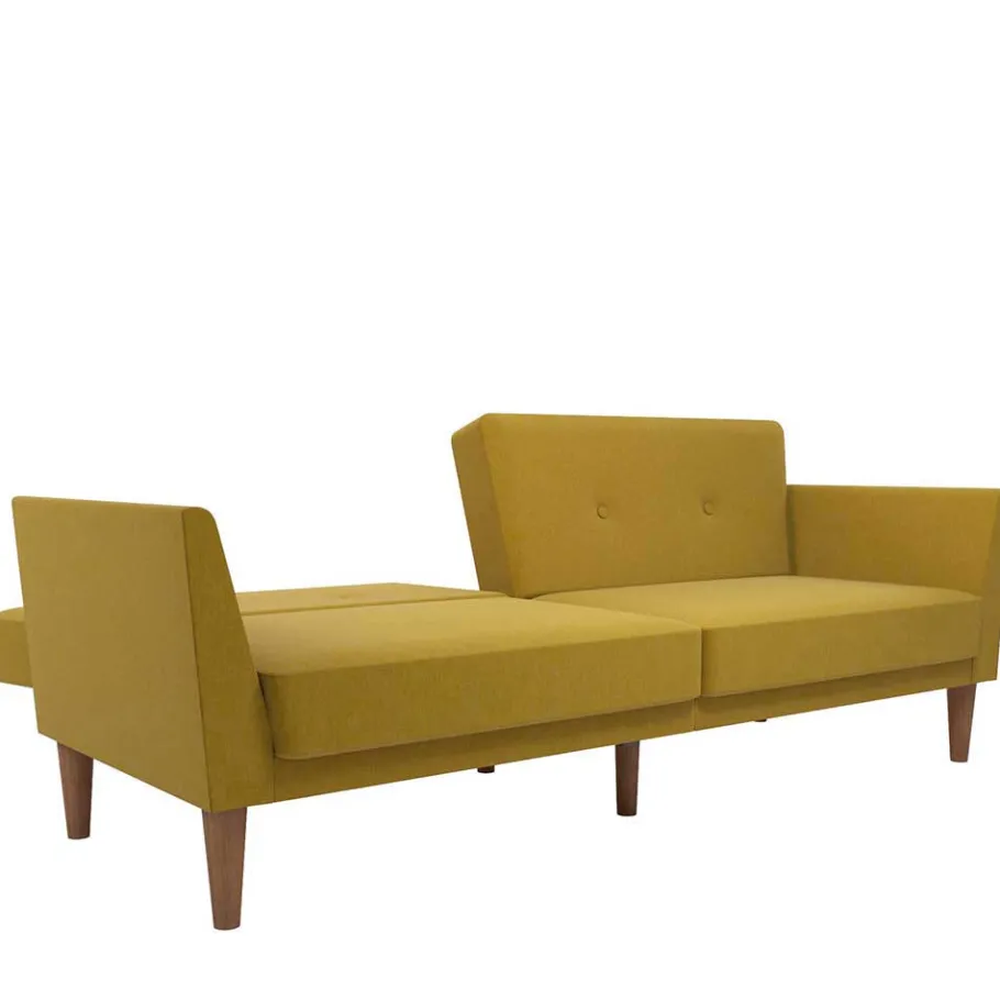 New Wohnen Retro Klappcouch in Senfgelb und Natur - Fiby