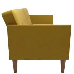 New Wohnen Retro Klappcouch in Senfgelb und Natur - Fiby