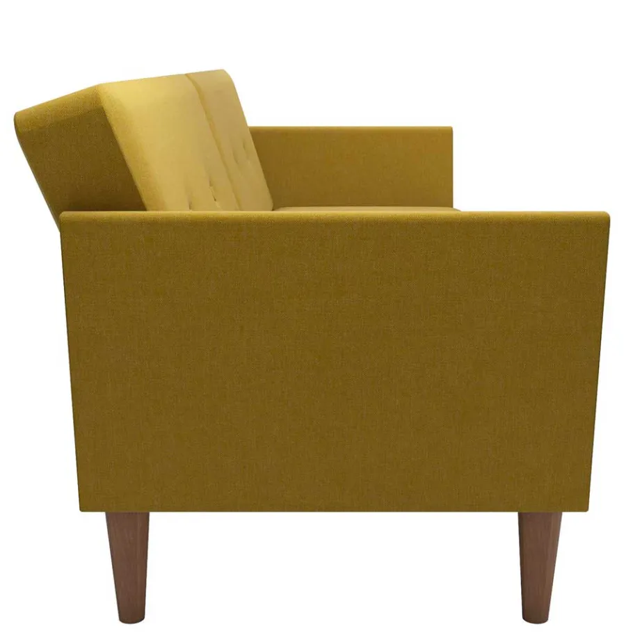 New Wohnen Retro Klappcouch in Senfgelb und Natur - Fiby