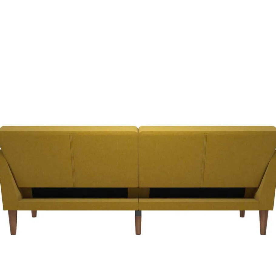 New Wohnen Retro Klappcouch in Senfgelb und Natur - Fiby