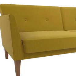 New Wohnen Retro Klappcouch in Senfgelb und Natur - Fiby