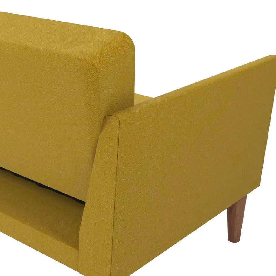 New Wohnen Retro Klappcouch in Senfgelb und Natur - Fiby