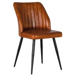 Online Wohnen Retro Lederstuhl in Cognac Braun - Valtte