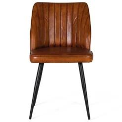 Online Wohnen Retro Lederstuhl in Cognac Braun - Valtte