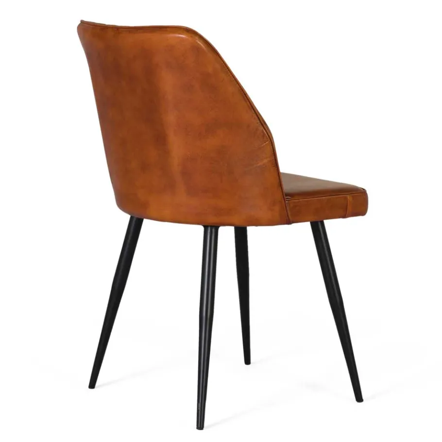 Online Wohnen Retro Lederstuhl in Cognac Braun - Valtte