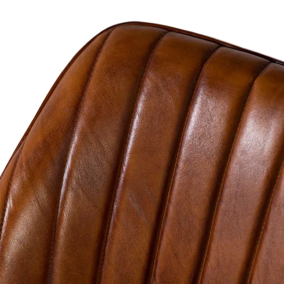 Online Wohnen Retro Lederstuhl in Cognac Braun - Valtte