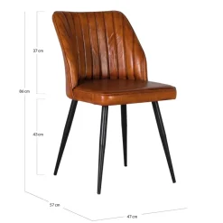 Online Wohnen Retro Lederstuhl in Cognac Braun - Valtte