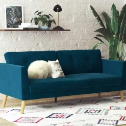 Clearance Wohnen Retro Look Samtsofa in Blau - Vletko