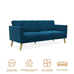 Clearance Wohnen Retro Look Samtsofa in Blau - Vletko
