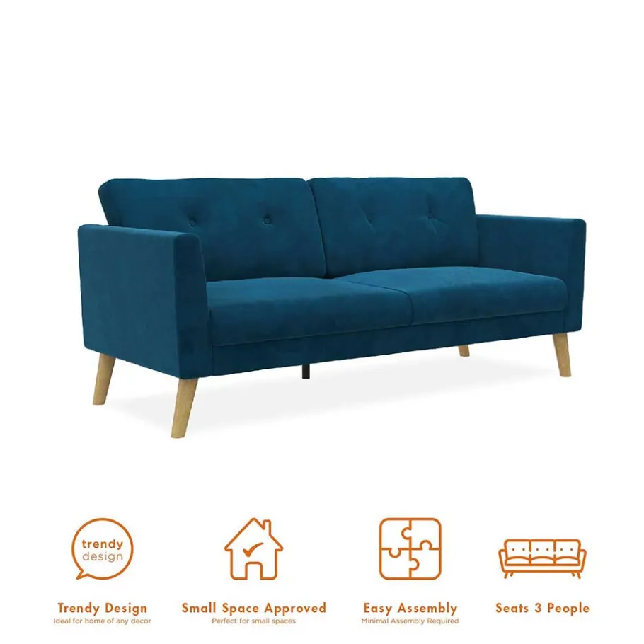 Clearance Wohnen Retro Look Samtsofa in Blau - Vletko