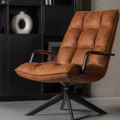 Online Wohnen Retro Lounge Sessel in Cognac Braun Kunstleder - Brandos