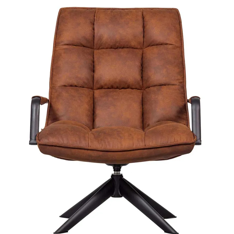 Online Wohnen Retro Lounge Sessel in Cognac Braun Kunstleder - Brandos