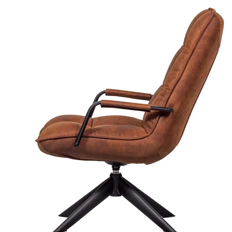 Online Wohnen Retro Lounge Sessel in Cognac Braun Kunstleder - Brandos