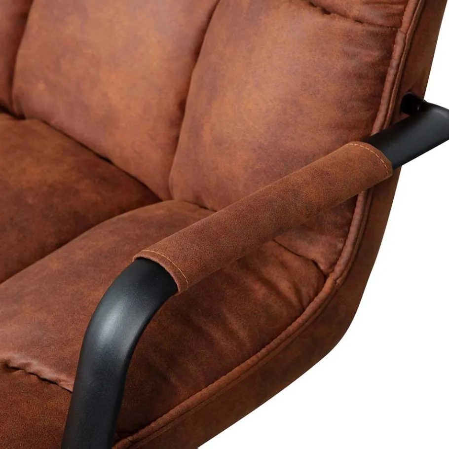 Online Wohnen Retro Lounge Sessel in Cognac Braun Kunstleder - Brandos