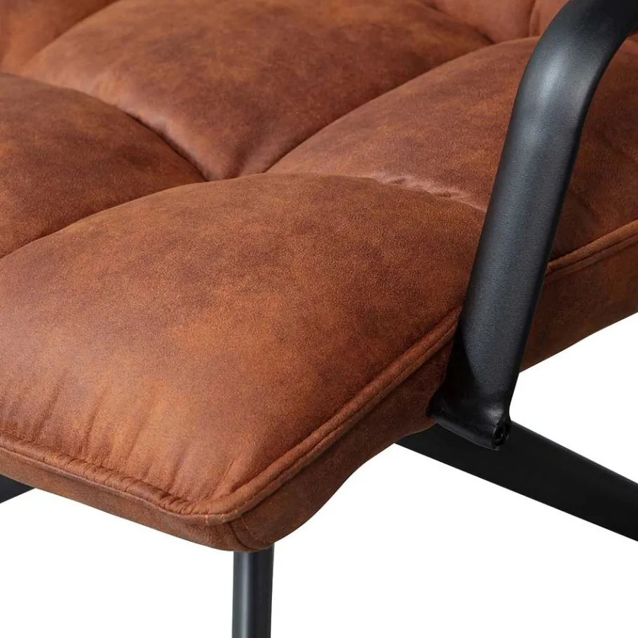 Online Wohnen Retro Lounge Sessel in Cognac Braun Kunstleder - Brandos