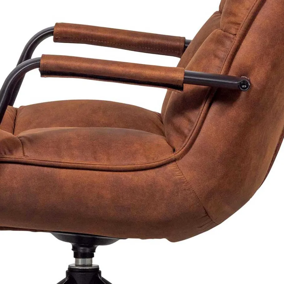 Online Wohnen Retro Lounge Sessel in Cognac Braun Kunstleder - Brandos