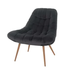 Outlet Wohnen Retro Loungsstuhl in Dunkelgrau Samt - Corners