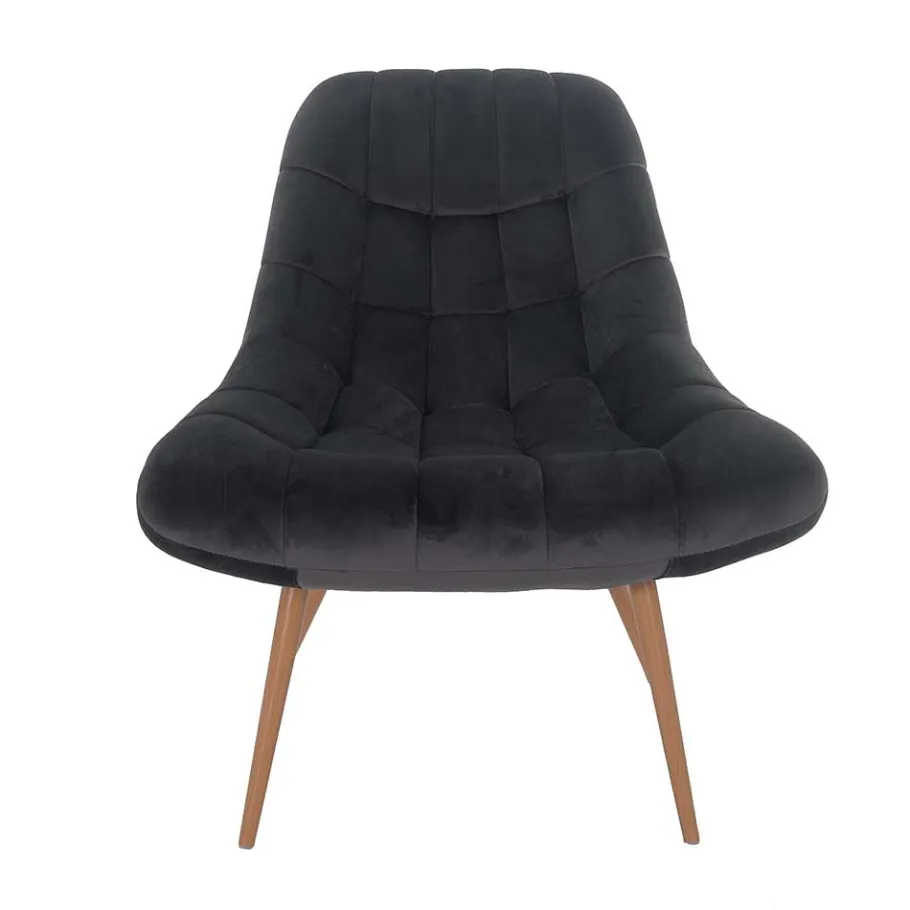 Outlet Wohnen Retro Loungsstuhl in Dunkelgrau Samt - Corners