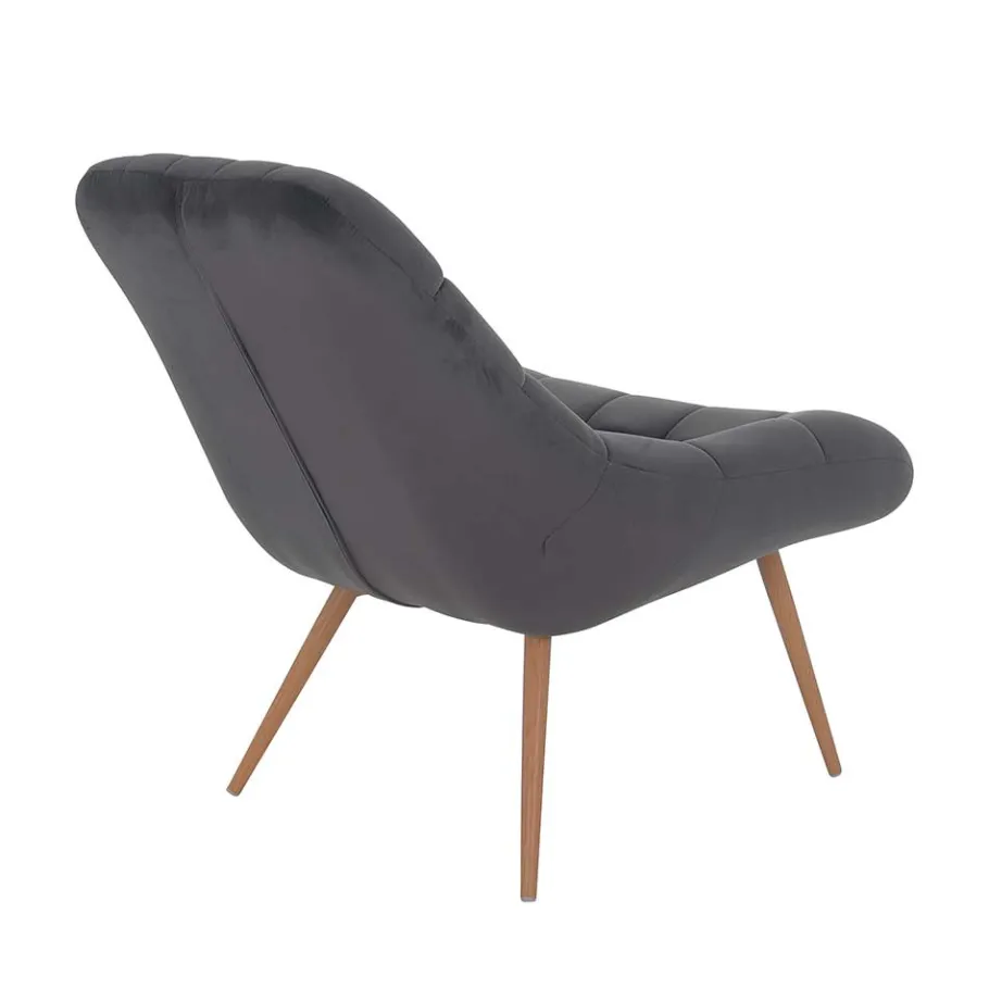 Outlet Wohnen Retro Loungsstuhl in Dunkelgrau Samt - Corners