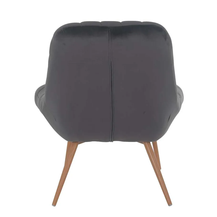 Outlet Wohnen Retro Loungsstuhl in Dunkelgrau Samt - Corners