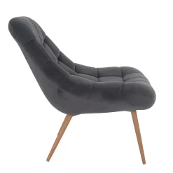 Outlet Wohnen Retro Loungsstuhl in Dunkelgrau Samt - Corners