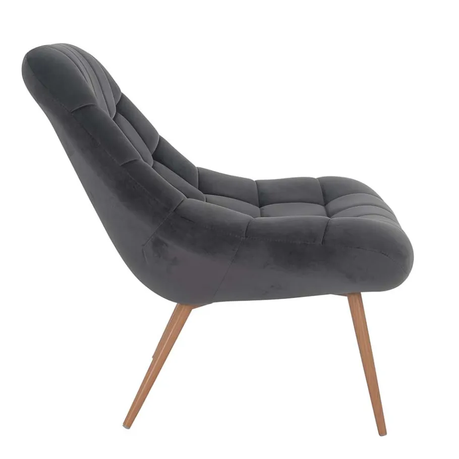 Outlet Wohnen Retro Loungsstuhl in Dunkelgrau Samt - Corners