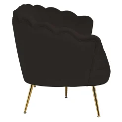 Wohnen Retro Muschelsofa in Schwarz Samt - Aluna