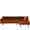 Hot Wohnen Retro Polsterecke in Rost Braun Samt - Naryon