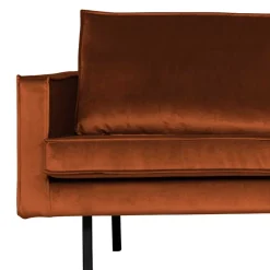 Hot Wohnen Retro Polsterecke in Rost Braun Samt - Naryon