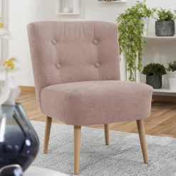 Sale Wohnen Retro Polstersessel in Rosa und Buche Natur - Carismata