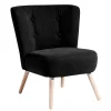 Hot Wohnen Retro Polstersessel in Schwarz Velours - Adaliz