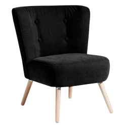 Hot Wohnen Retro Polstersessel in Schwarz Velours - Adaliz