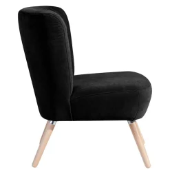 Hot Wohnen Retro Polstersessel in Schwarz Velours - Adaliz
