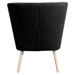 Hot Wohnen Retro Polstersessel in Schwarz Velours - Adaliz