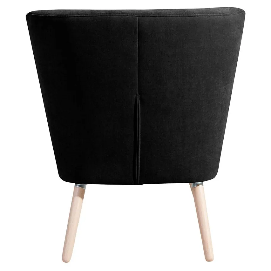 Hot Wohnen Retro Polstersessel in Schwarz Velours - Adaliz