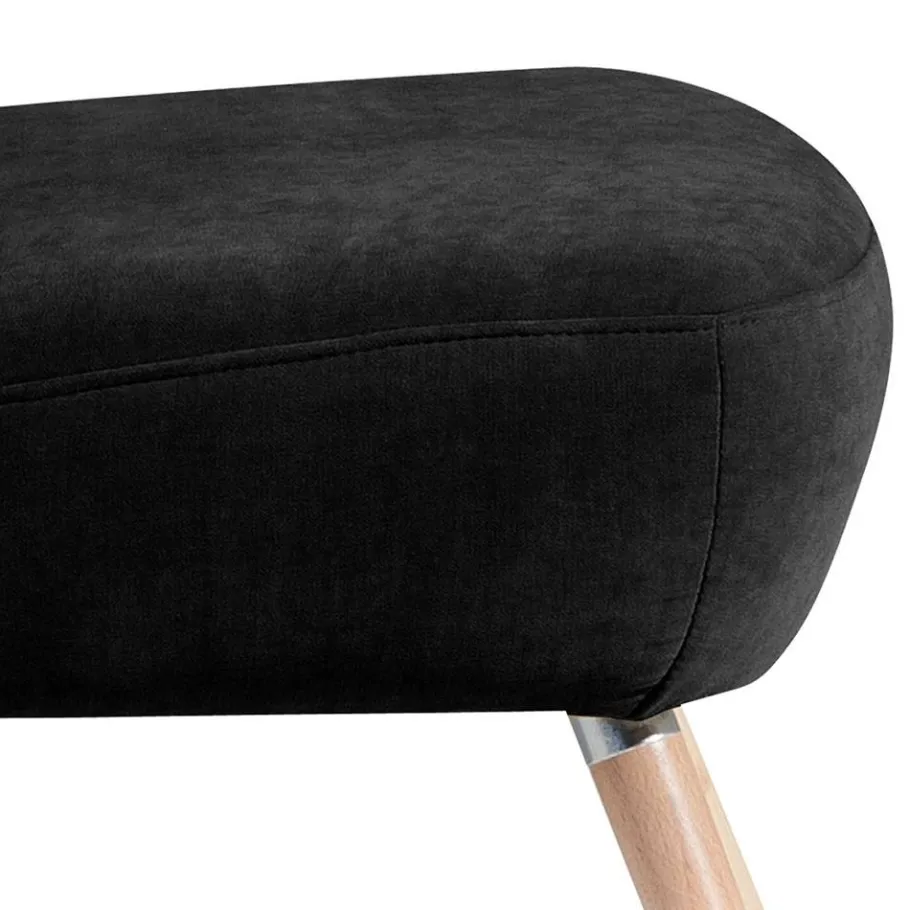 Hot Wohnen Retro Polstersessel in Schwarz Velours - Adaliz