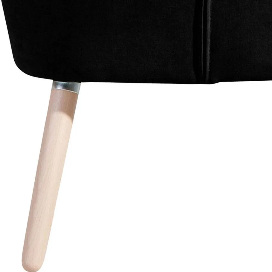 Hot Wohnen Retro Polstersessel in Schwarz Velours - Adaliz