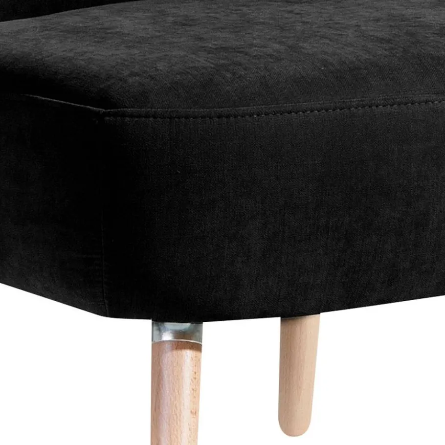 Hot Wohnen Retro Polstersessel in Schwarz Velours - Adaliz
