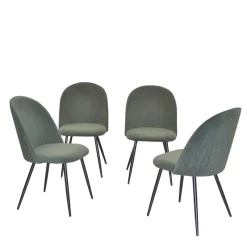 Clearance Wohnen Retro Polsterstühle in Oliv Grün - Perry (4er Set)