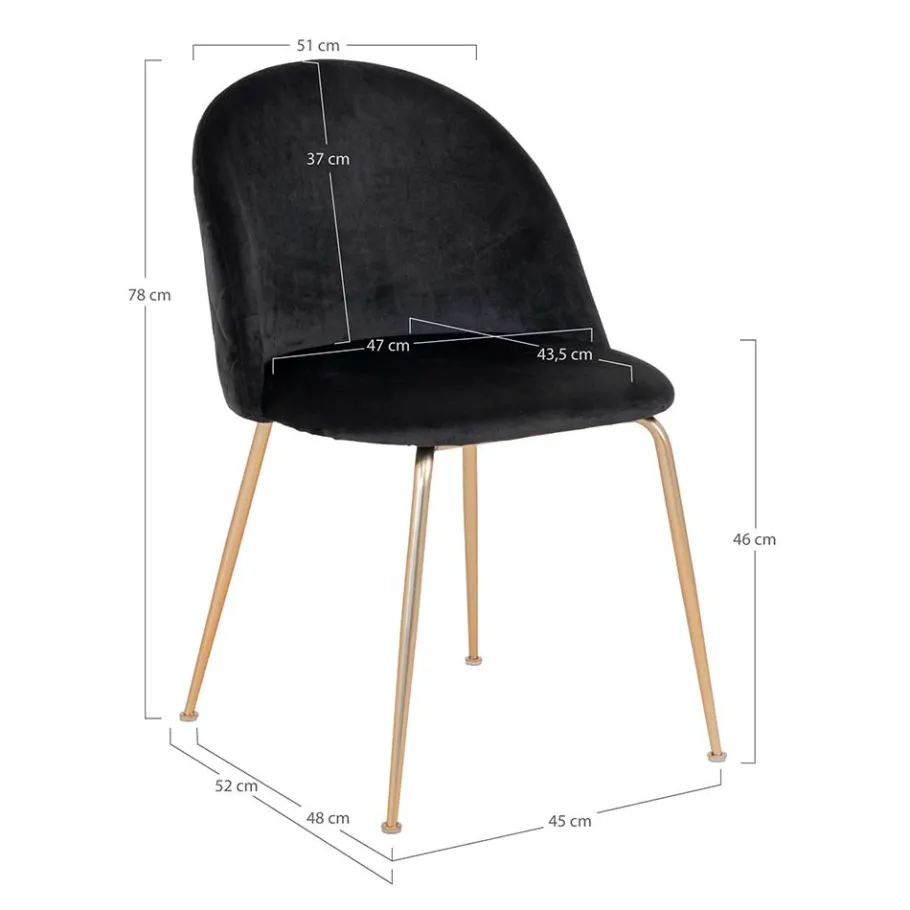 Clearance Wohnen Retro Polsterstühle mit Messing Gestell - Silvanus (2er Set)