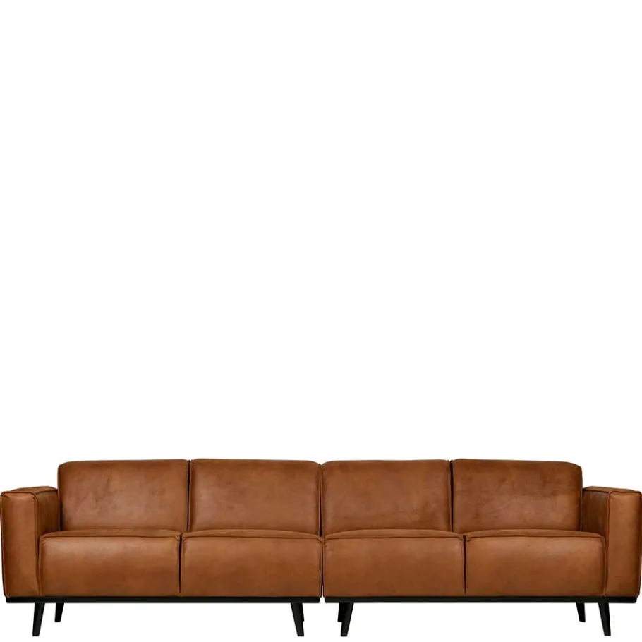 Wohnen Retro Recyclingleder Couch in Braun Cognac - Lasha