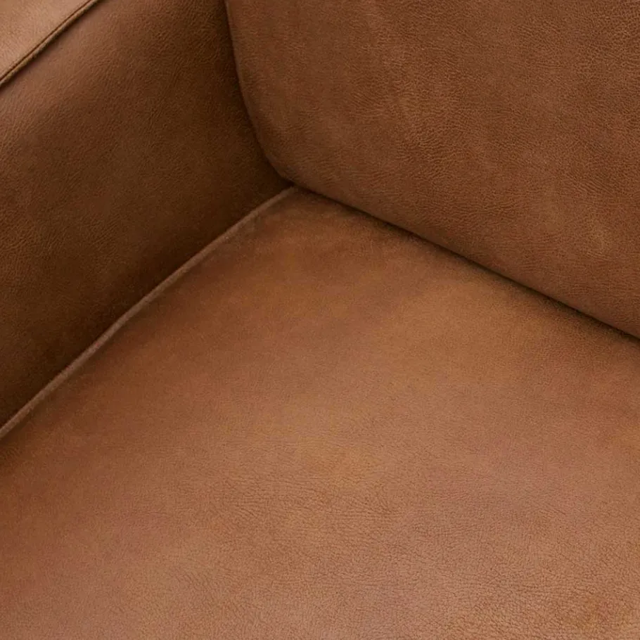 Wohnen Retro Recyclingleder Couch in Braun Cognac - Lasha