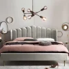 Discount Wohnen Retro Samtbett in Beige - Curomma