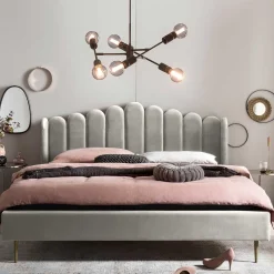 Discount Wohnen Retro Samtbett in Beige - Curomma