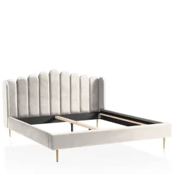 Discount Wohnen Retro Samtbett in Beige - Curomma