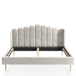 Discount Wohnen Retro Samtbett in Beige - Curomma