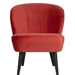 Outlet Wohnen Retro Samtsessel in Rot & Schwarz - Dumarkus
