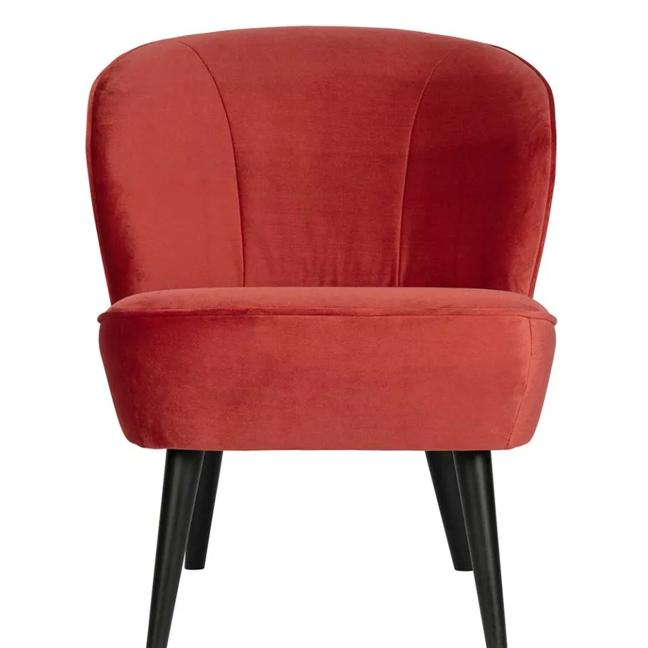 Outlet Wohnen Retro Samtsessel in Rot & Schwarz - Dumarkus