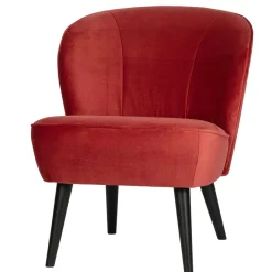 Outlet Wohnen Retro Samtsessel in Rot & Schwarz - Dumarkus