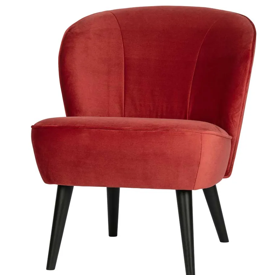 Outlet Wohnen Retro Samtsessel in Rot & Schwarz - Dumarkus
